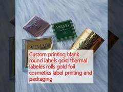 Kundenspezifischer Druck von leeren runden Etiketten, Gold-Thermoetikettenrollen, Goldfolien-Kosmetiketikettendruck und -verpackung