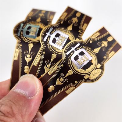 Personalisierte Logo-gedruckte Gold-Heißprägefolien-geprägte selbstklebende Aufkleber Zigarrenringbänder Etiketten