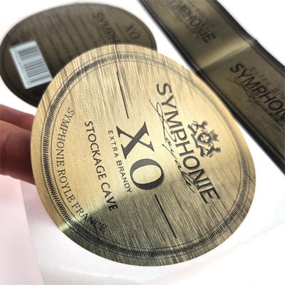 High-End Rotweinflaschen Verpackung Vinyl-Aufkleber mit Bronze-Etikette für Whisky-Saft