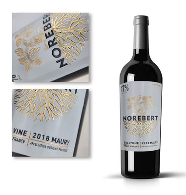 Luxus Emboss Verpackung Etikett für Wein Whisky Bierflaschen Privatdesign
