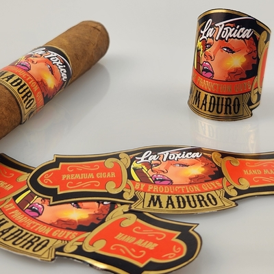 2025 Warmverkauf Wasserdicht Hochwertiges Custom Cigar Label Goldfolie Druck mit Privatlogo & Marken Aufstrichen Druck Schnellsticker