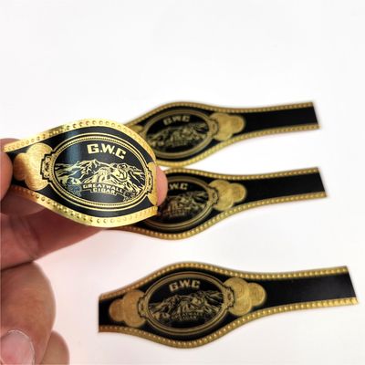 Guter Preis Schwarz-Gold-Zigarrenband Aufkleber Aufkleber aus Goldfolie Online