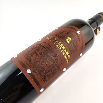 Guter Preis OEM-Marke Stamping PU-Lederetikett angepasst Wein personalisierte Leder-Tags Aufkleber Online