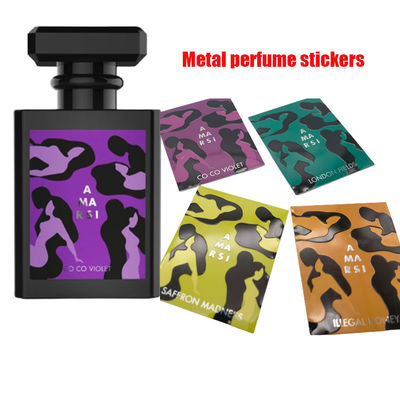 Guter Preis Kaltdruck Parfüm Metall Aufkleber Custom Silber Abzeichen Roll Papier Druck Verpackung Flasche Goldfolie 3D Emboss Label Online