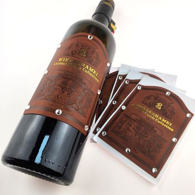 Guter Preis Personalisierung Leder-Aufkleber Personalisierte Selbstklebstoffdruck Verpackung Aufkleber Druck Rotwein Flaschen Etiketten Online