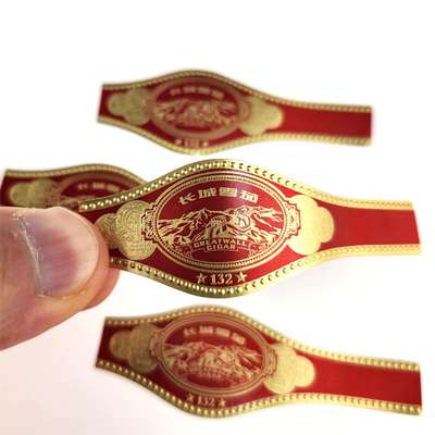 Guter Preis Custom Round Rectangular Oval Cigar Band Label with Gold Foil Stamping and Embossed Design Online